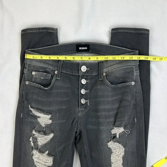 Hudson Women’s 27 Stretchy Ciara S.Skinny Exposed Button Distressed Jean - Picture 5 of 11